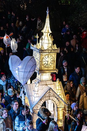 Burning the Clocks Parade, New Road, Brighton, East Sussex, UK.