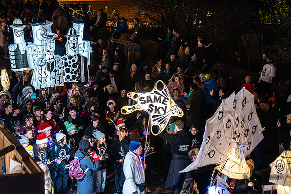 Burning the Clocks Parade, New Road, Brighton, East Sussex, UK.
