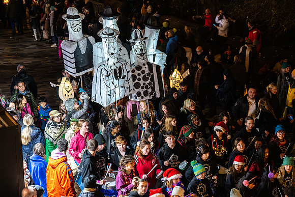 Burning the Clocks Parade, New Road, Brighton, East Sussex, UK.