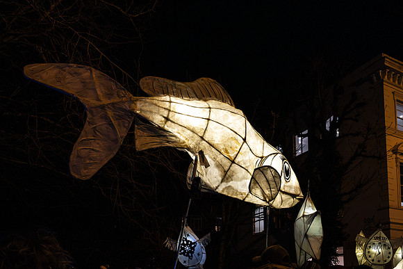 Burning the Clocks Parade, New Road, Brighton, East Sussex, UK.