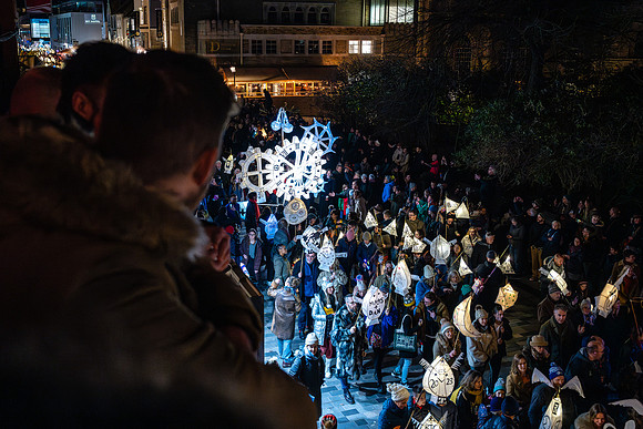 Burning the Clocks Parade, New Road, Brighton, East Sussex, UK.