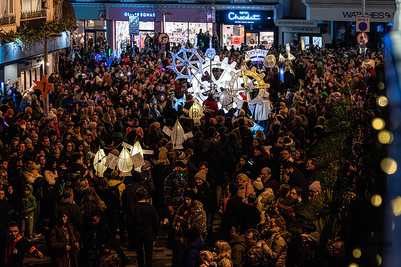 Burning the Clocks Parade, New Road, Brighton, East Sussex, UK.