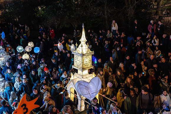 Burning the Clocks Parade, New Road, Brighton, East Sussex, UK.