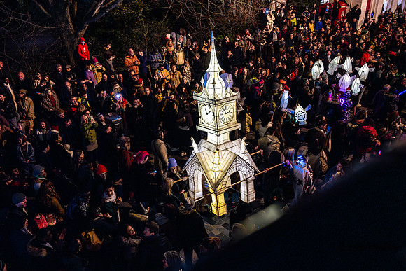 Burning the Clocks Parade, New Road, Brighton, East Sussex, UK.