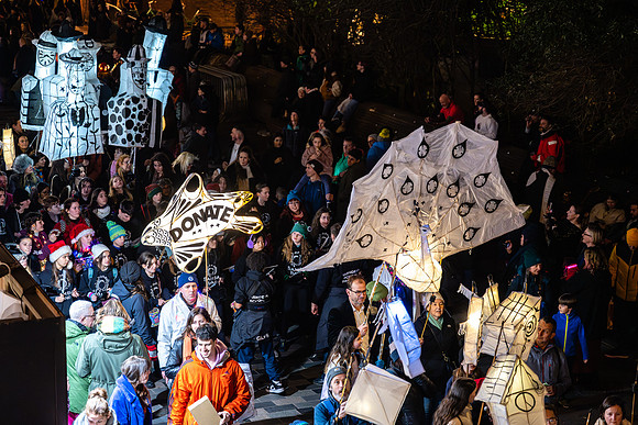 Burning the Clocks Parade, New Road, Brighton, East Sussex, UK.