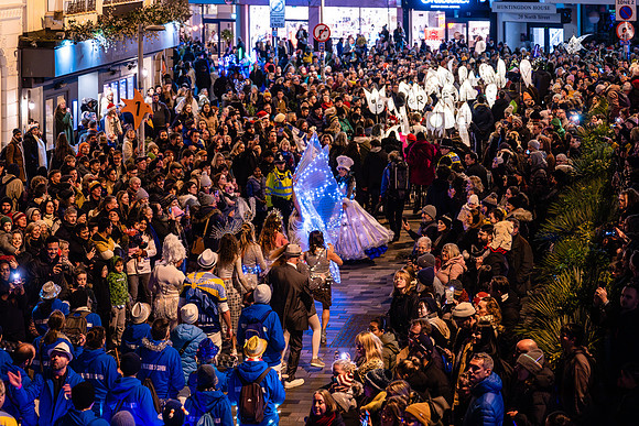 Burning the Clocks Parade, New Road, Brighton, East Sussex, UK.